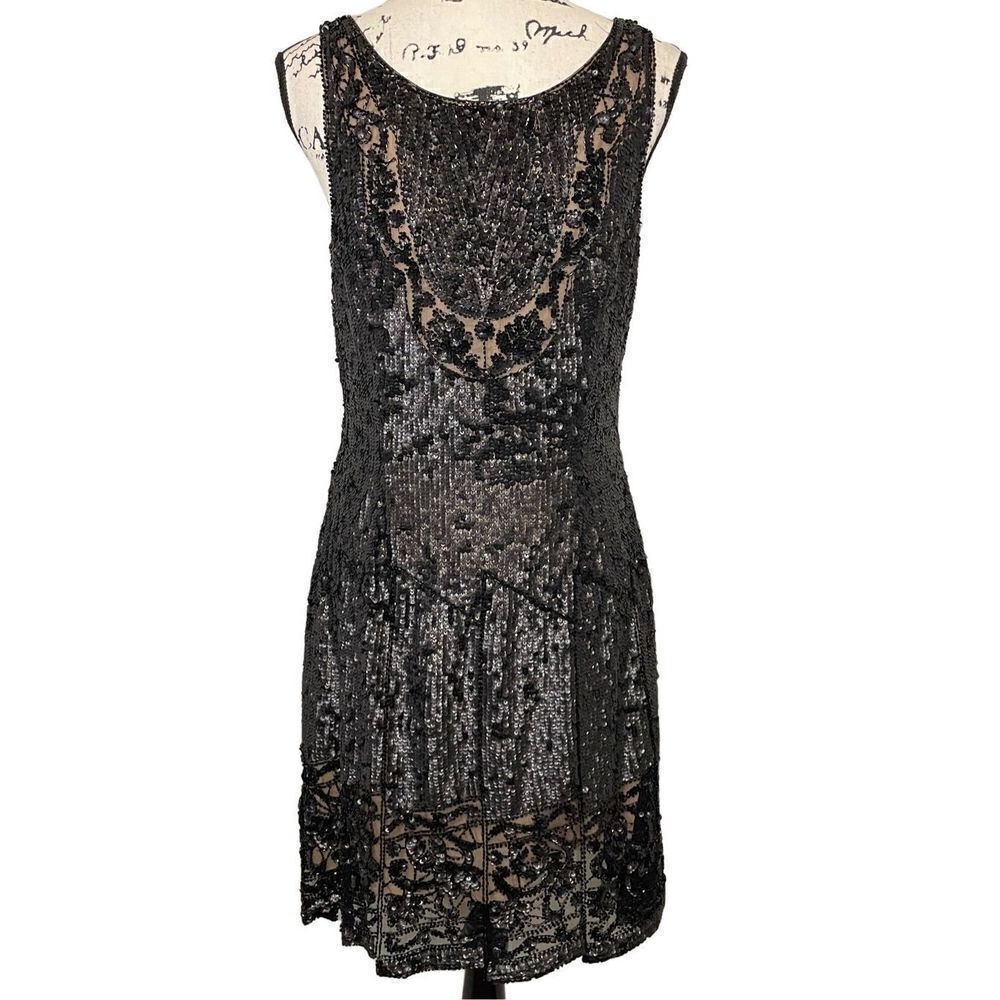 Carmen Marc Valo black sequins dress Size 10